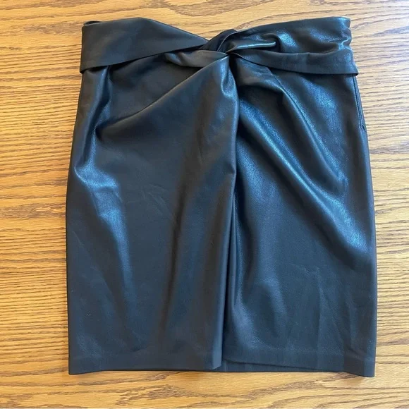 Nanushka Milo Faux Vegan Leather Sarong Wrap Miniskirt Black Women Medium - Picture 2 of 5